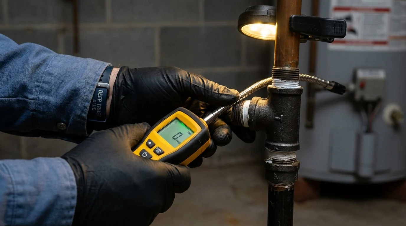 Gas leak detection with electronic sniffer by Johns Plumbing LLC in White Pine